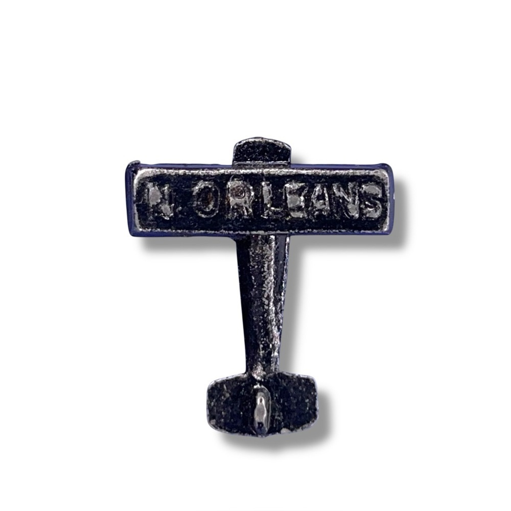 Vintage Dark Metal New Orleans Airplane Figurine Aviation Retro Collectible Rare